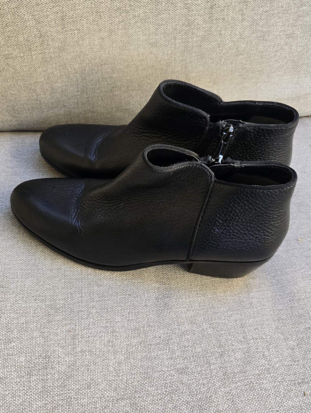 Sam Edelman Petty Classic Black Pebbled Leather Ankle Booties - Picture 6 of 13